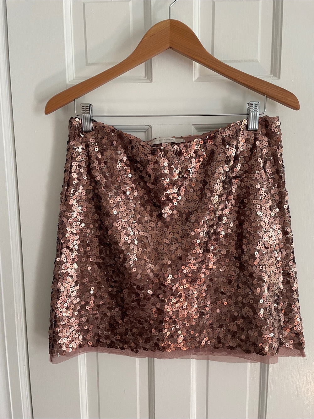 LC Lauren Conrad Rose Gold Sequin Mini Skirt